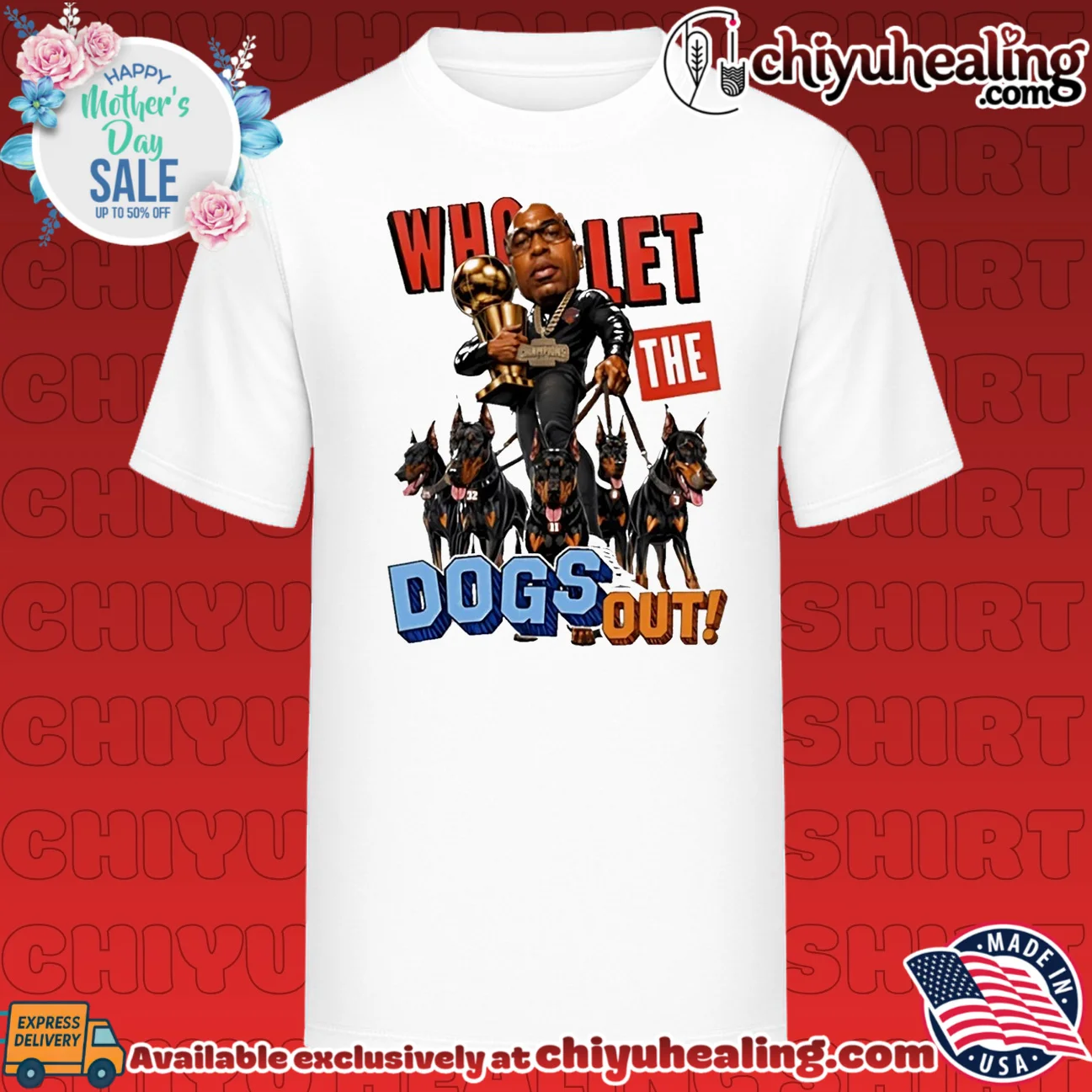 Who let the dogs out Doberman Pinschers caricature
