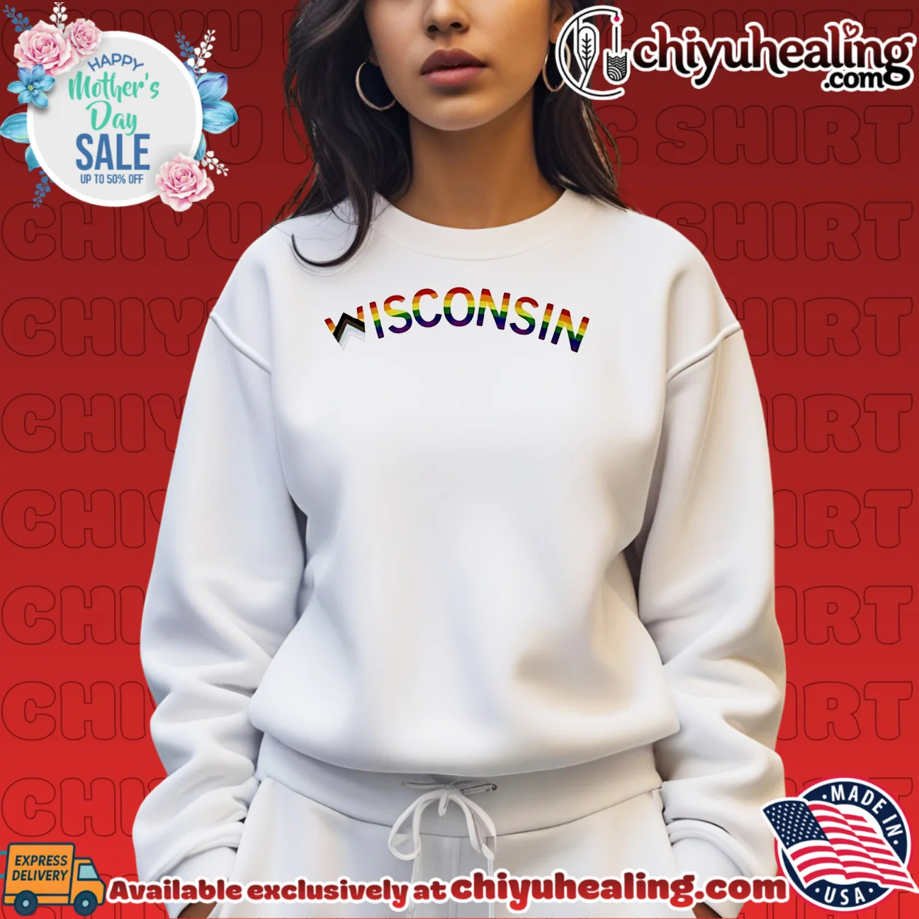 Wisconsin text progress pride flag timeless shirt & hoodie | Aesthetic Apparel Wisconsin text progress pride flag