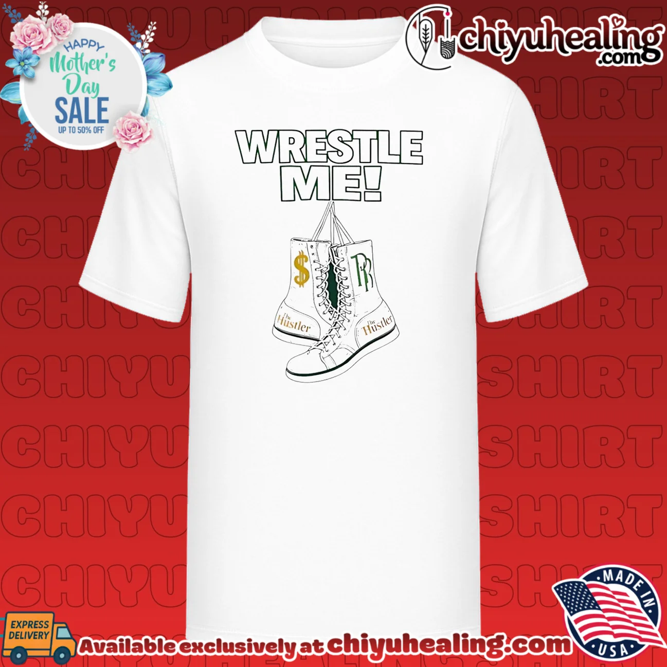 Wrestle me wrestling boots illustration