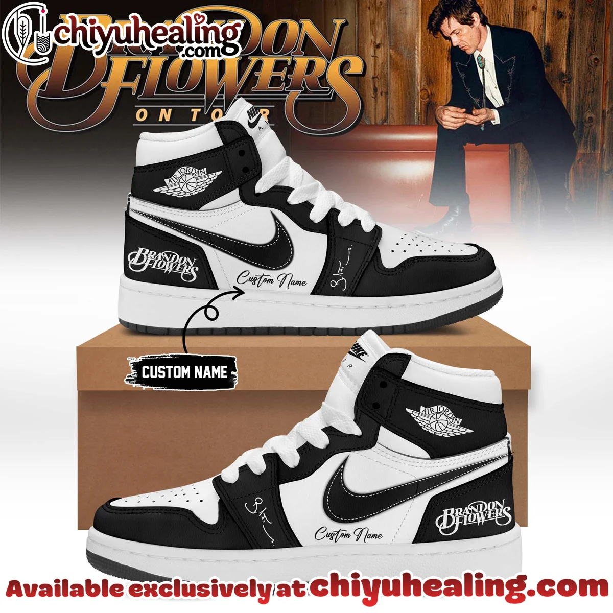Brandon Flowers Signature Custom Air Force 1 & Jordan 1 Shoes - Part 9