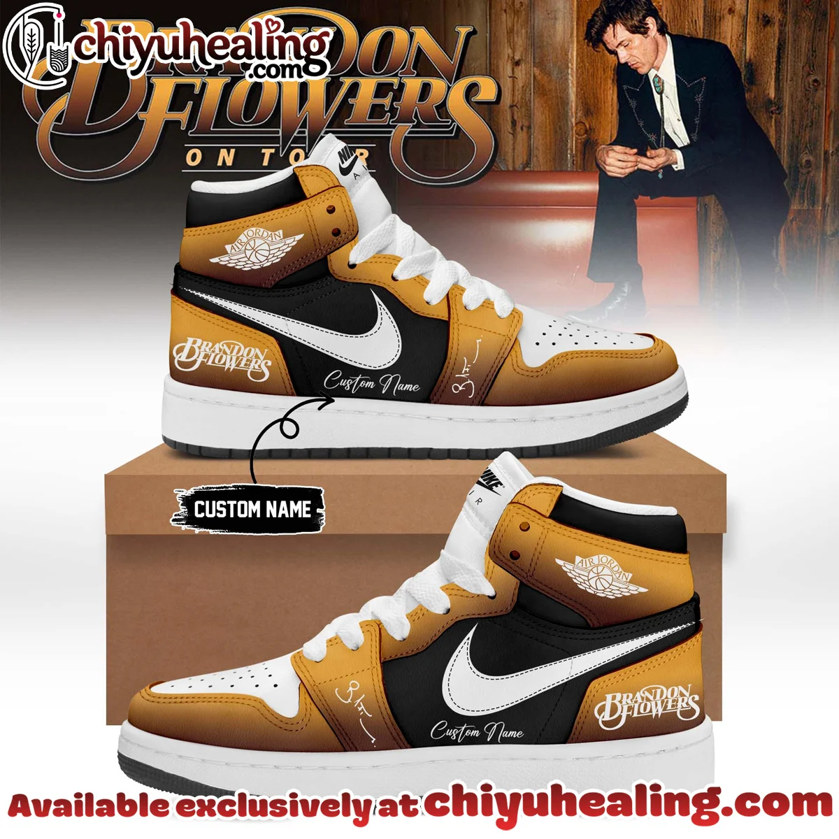 Brandon Flowers Signature Custom Air Force 1 & Jordan 1 Shoes (Style 11)