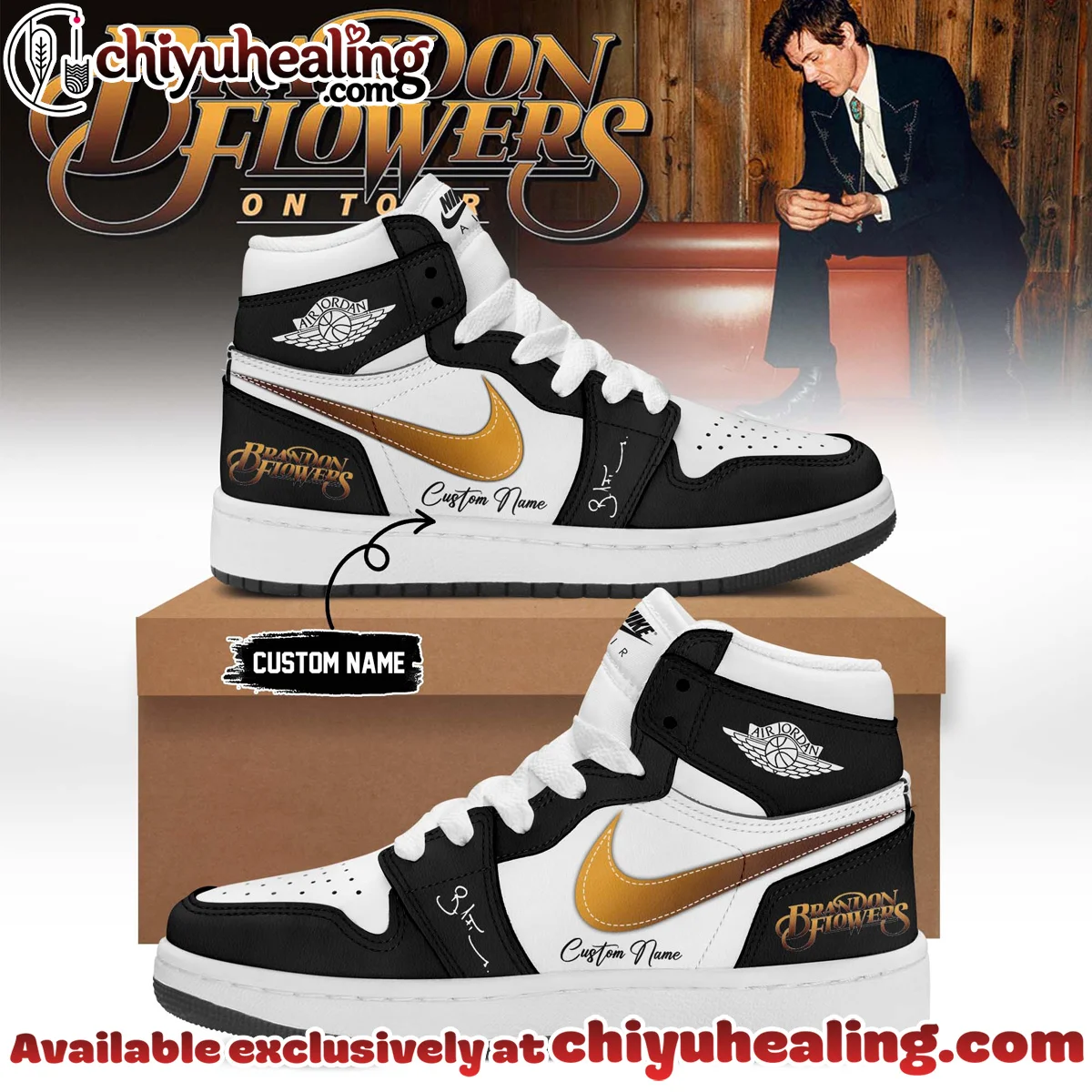 Brandon Flowers Signature Custom Air Force 1 & Jordan 1 Shoes (Style 3)