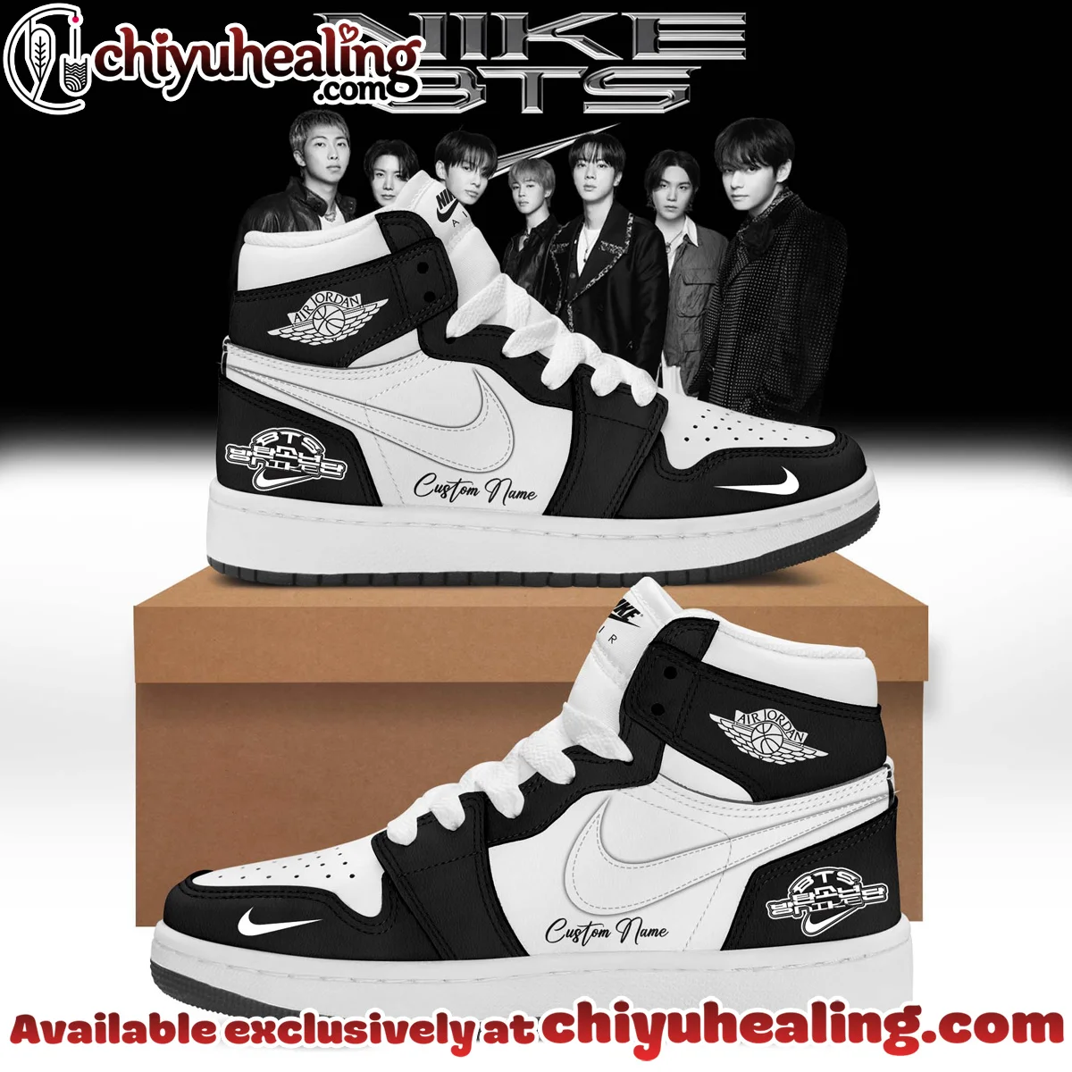 BTS Custom Air Force 1 & Jordan 1 Shoes (Style 26)