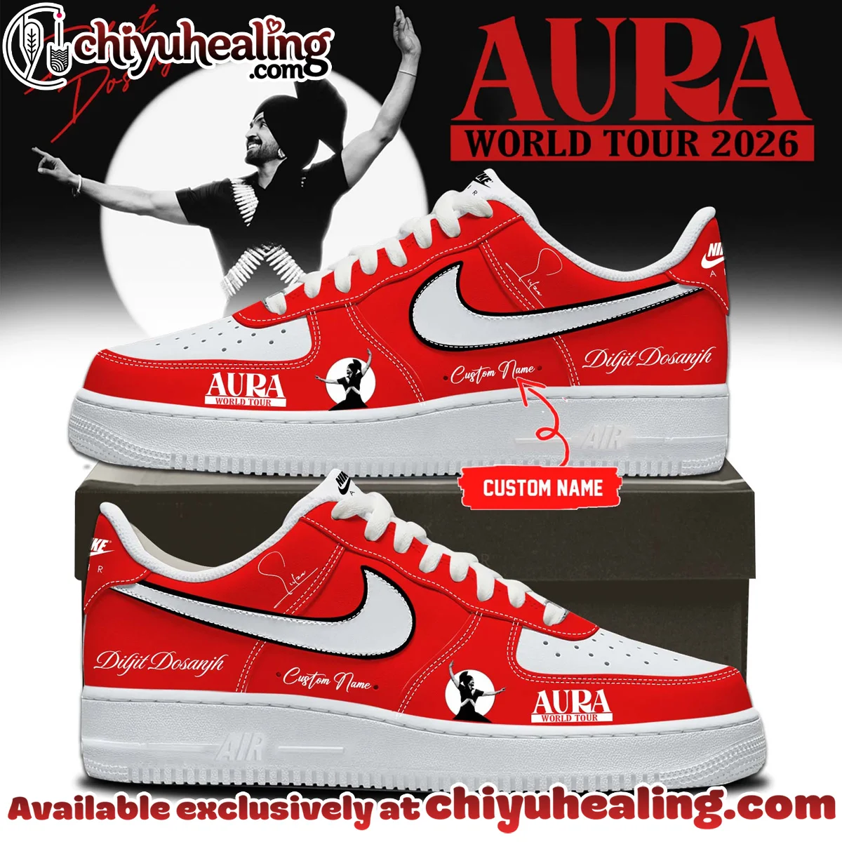 Diljit Dosanjh AURA World Tour Custom Air Force 1 & Jordan 1 Shoes (Design 2)