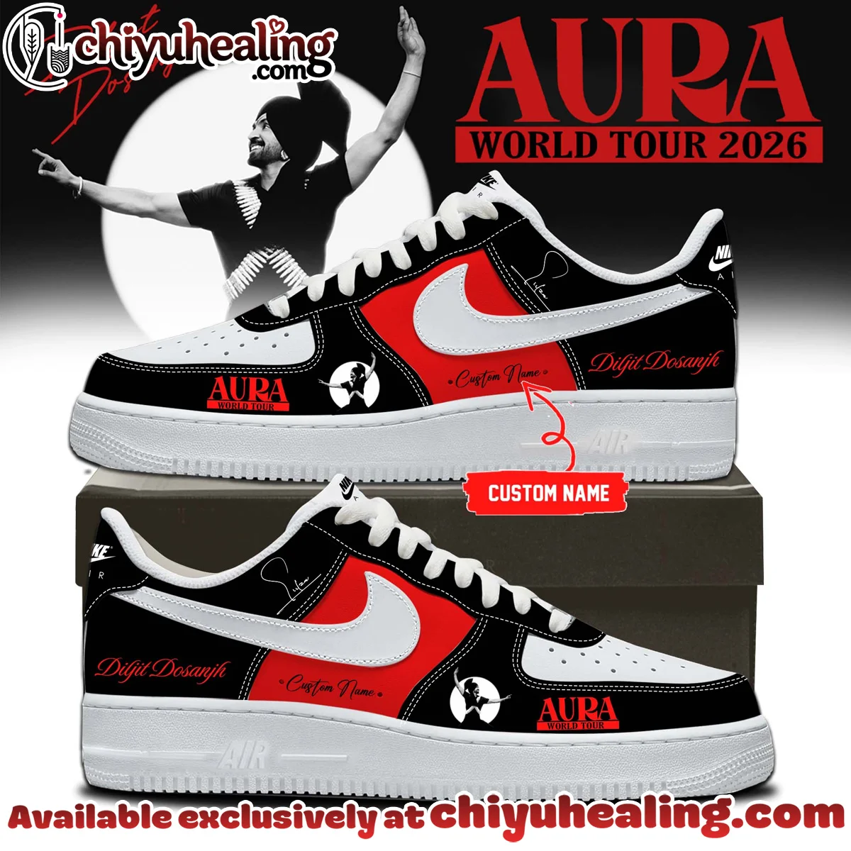 Diljit Dosanjh AURA World Tour Custom Air Force 1 & Jordan 1 Shoes [Drop 8]