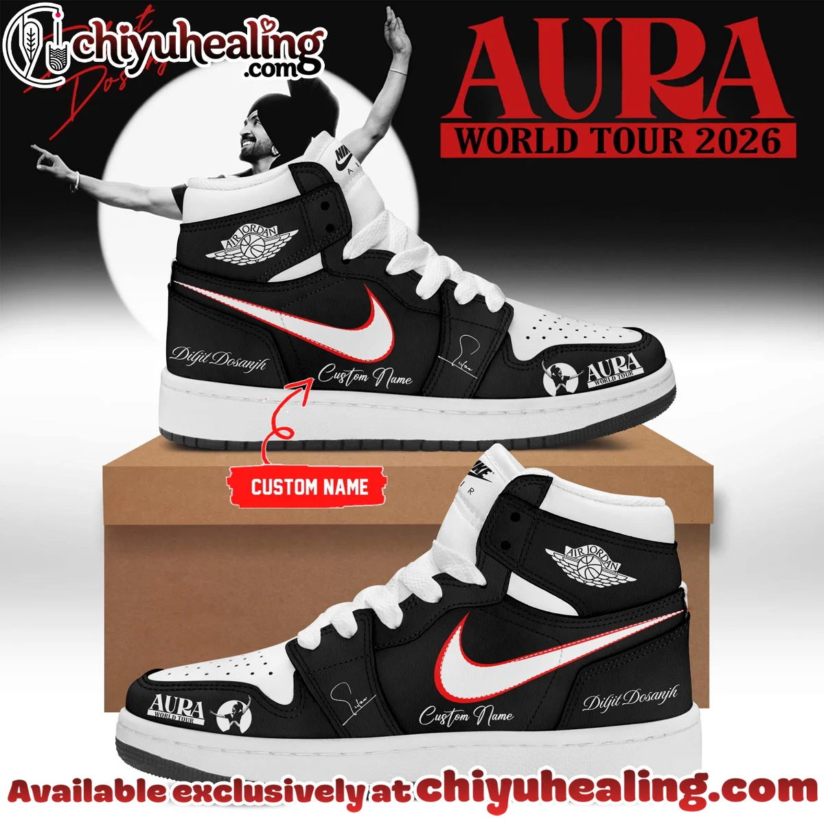 Diljit Dosanjh AURA World Tour Custom Air Force 1 & Jordan 1 Shoes - Series 10