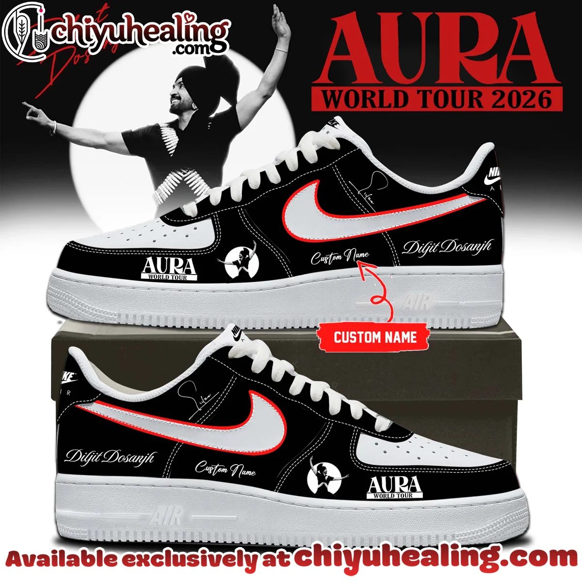 Diljit Dosanjh AURA World Tour Custom Air Force 1 & Jordan 1 Shoes - Series 9