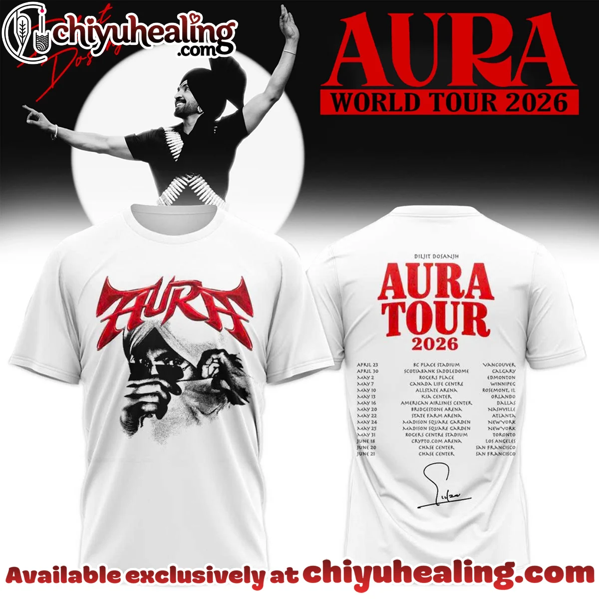 Diljit Dosanjh AURA World Tour Shirt & Hoodie [Batch 15]