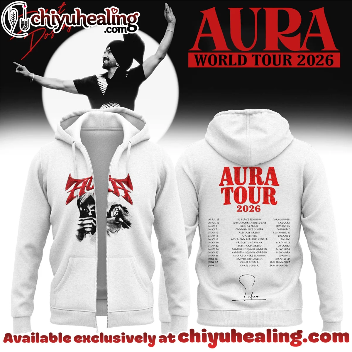 Diljit Dosanjh AURA World Tour Shirt & Hoodie - Part 23