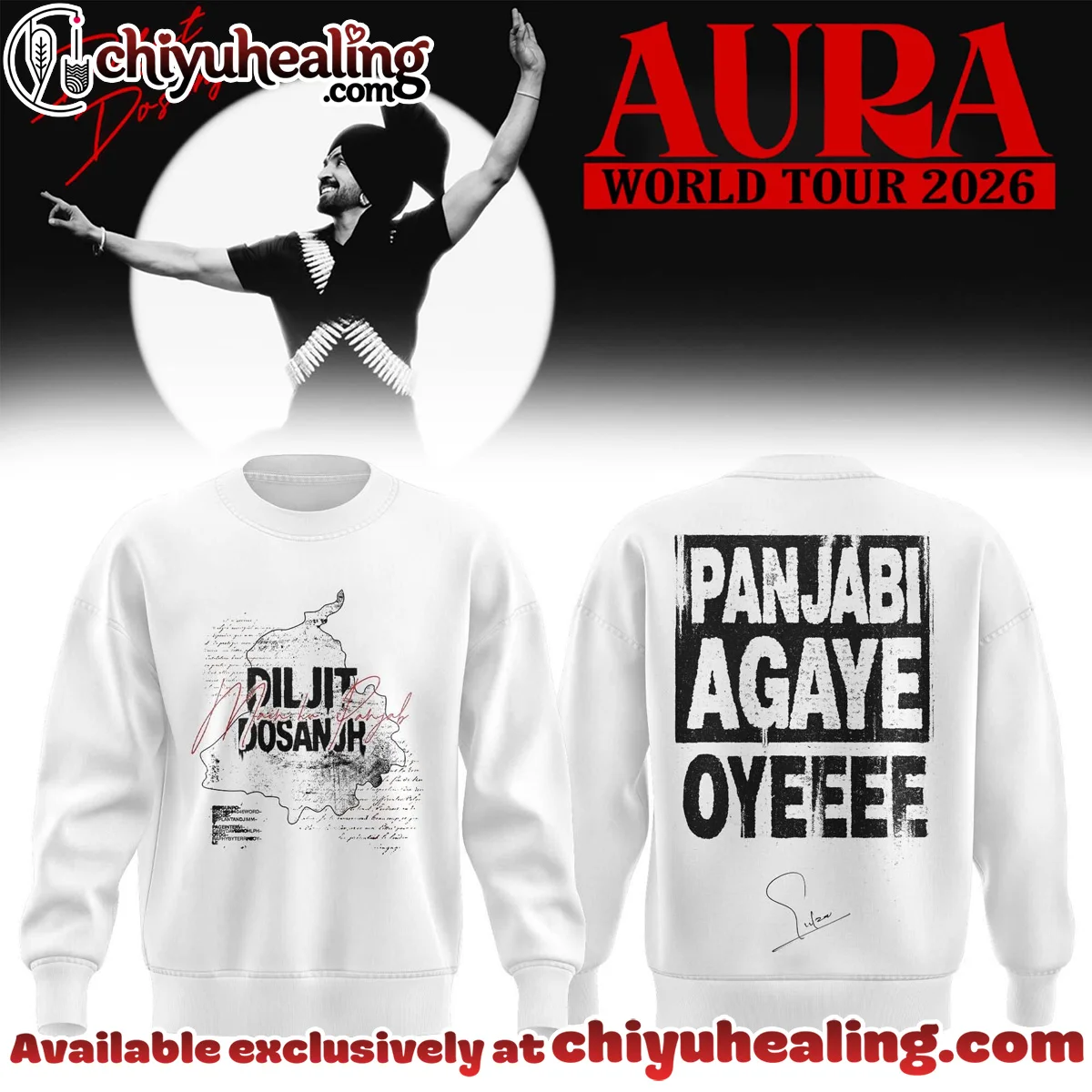 Diljit Dosanjh AURA World Tour Shirt & Hoodie (Release 12)