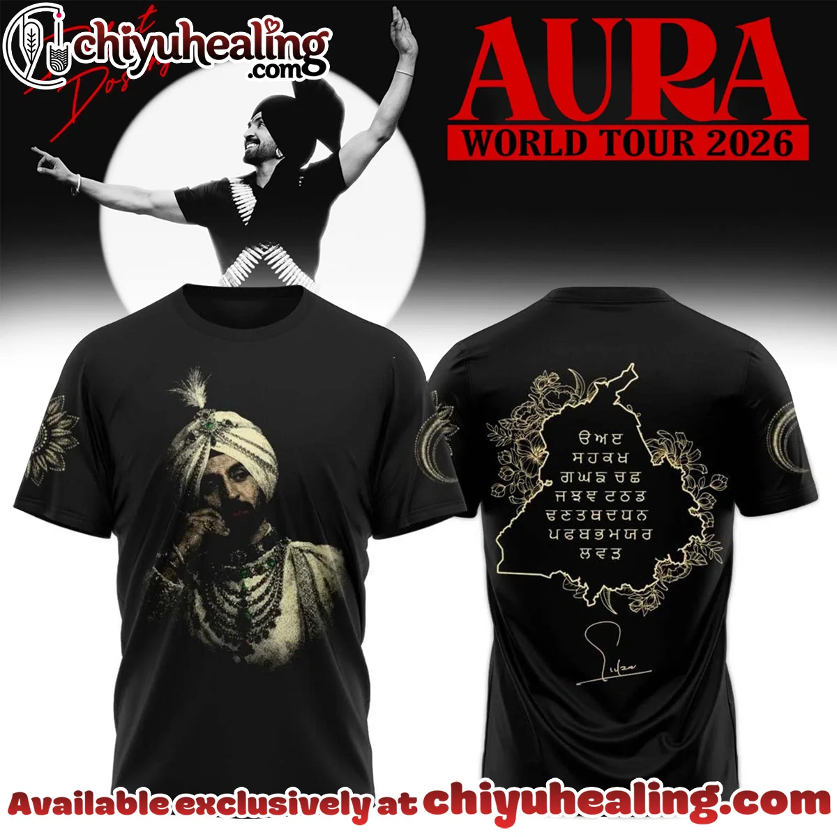 Diljit Dosanjh AURA World Tour Shirt & Hoodie (Style 16)