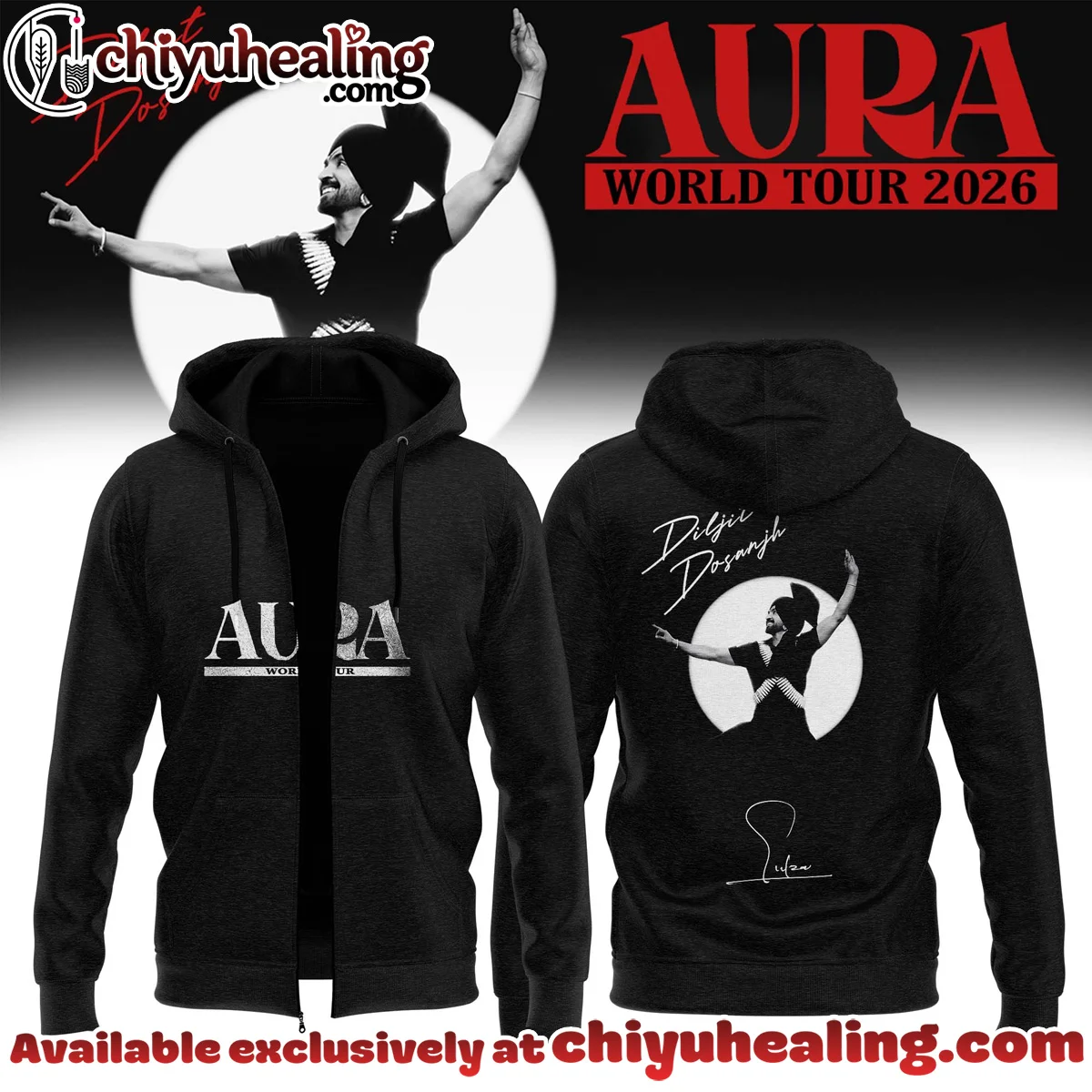 Diljit Dosanjh AURA World Tour T-Shirt & Hoodie (Design 24)