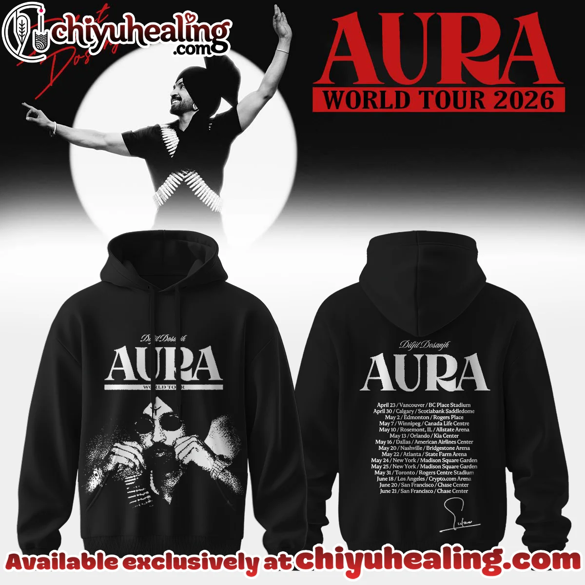 Diljit Dosanjh AURA World Tour T-Shirt & Hoodie [Drop 3]