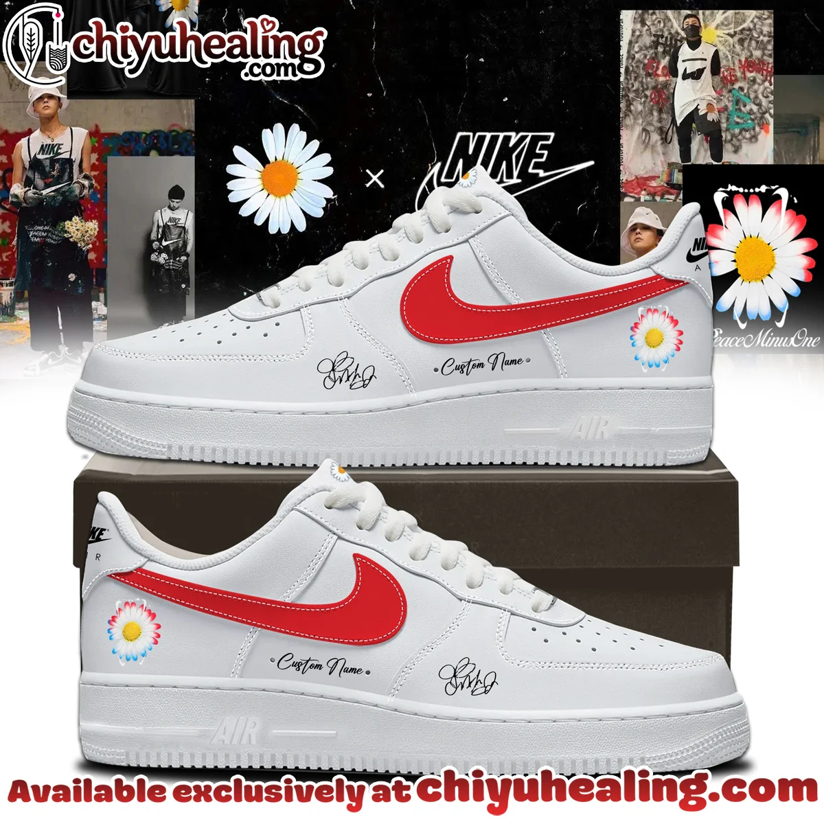 G-Dragon PEACEMINUSONE Custom Air Force 1 & Jordan 1 Shoes (Style 7)