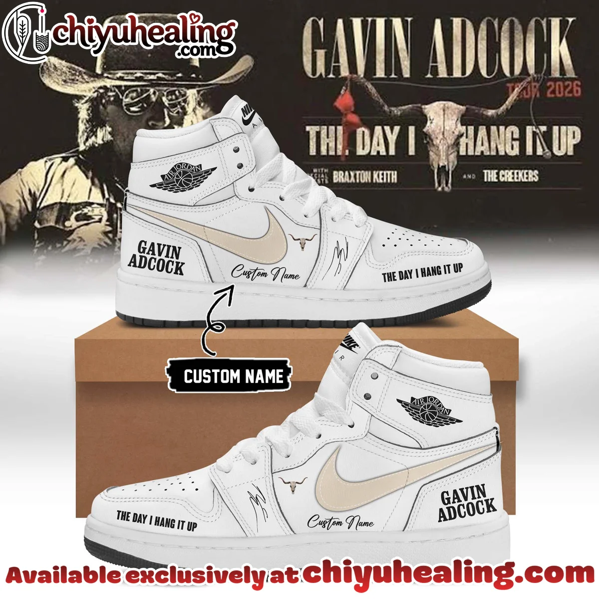 Gavin Adcock The Day I Hang It Up Tour Signature Custom Air Force 1 & Jordan 1 Shoes [Batch 14]