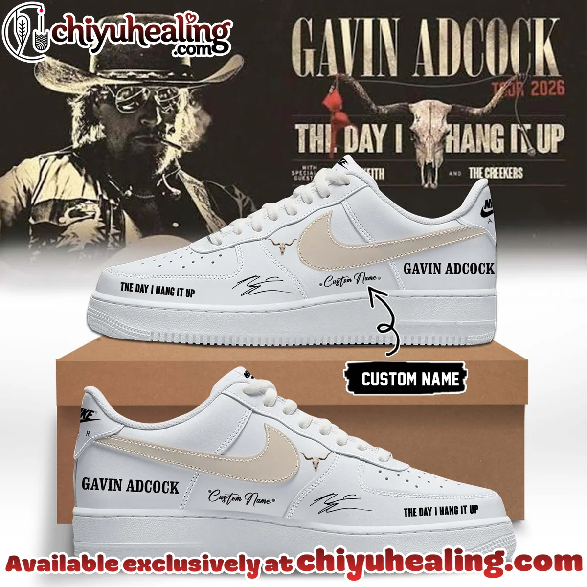 Gavin Adcock The Day I Hang It Up Tour Signature Custom Air Force 1 & Jordan 1 Shoes [Batch 3]