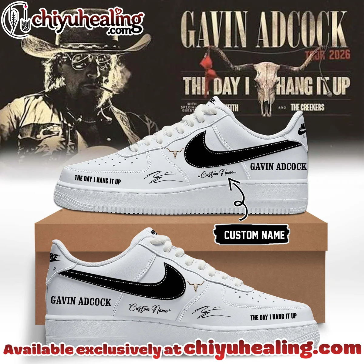 Gavin Adcock The Day I Hang It Up Tour Signature Custom Air Force 1 & Jordan 1 Shoes (Design 1)