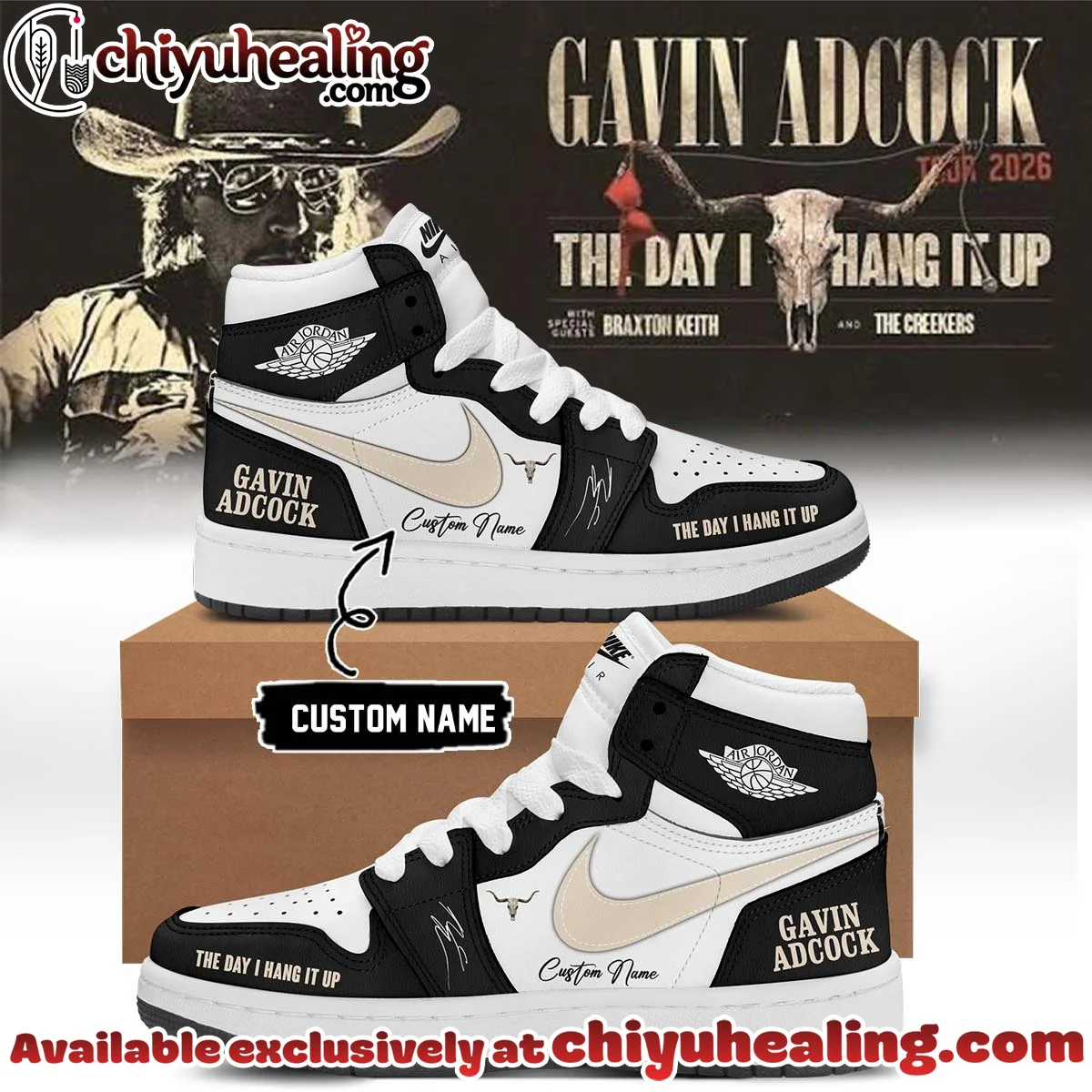 Gavin Adcock The Day I Hang It Up Tour Signature Custom Air Force 1 & Jordan 1 Shoes [Drop 1]