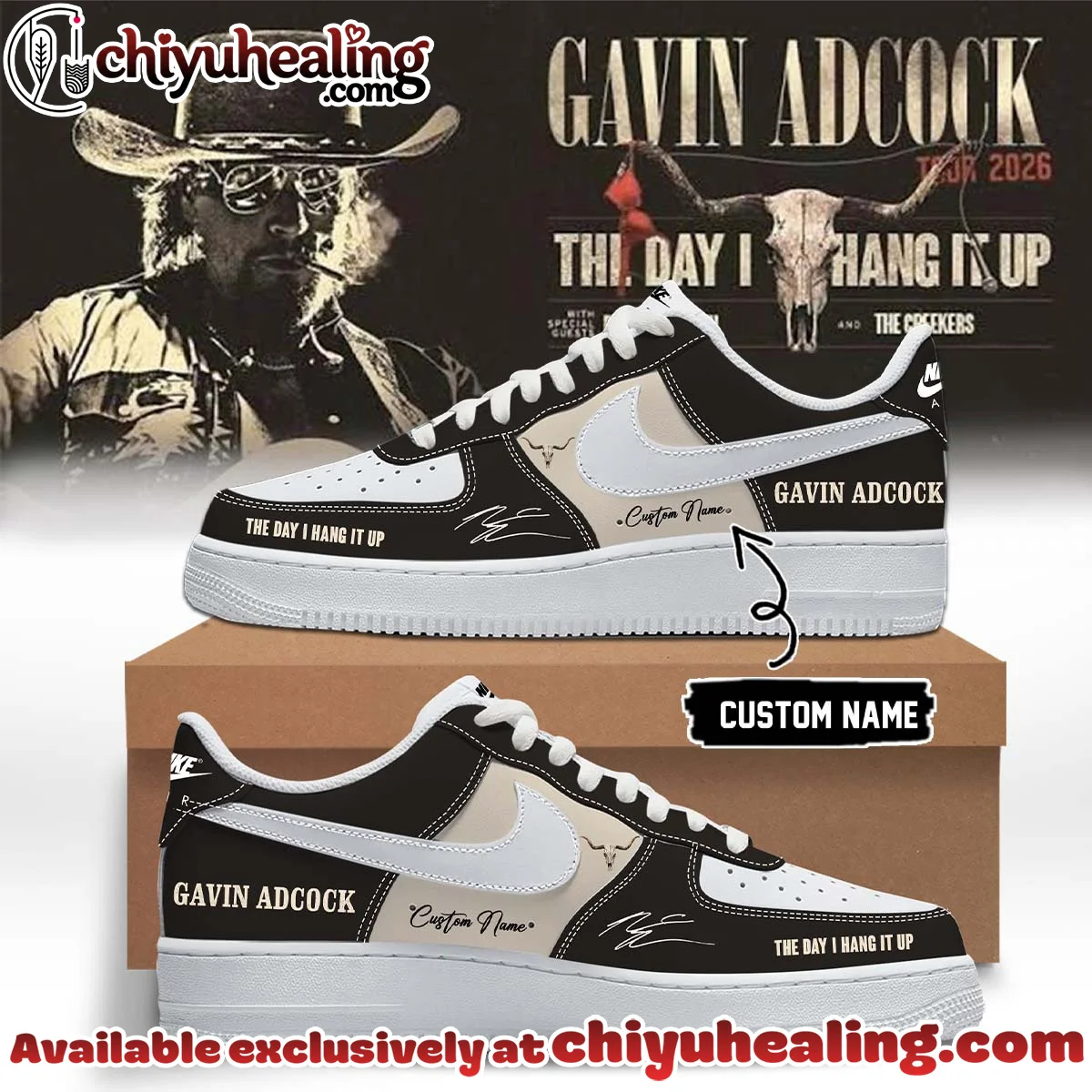Gavin Adcock The Day I Hang It Up Tour Signature Custom Air Force 1 & Jordan 1 Shoes - Part 5