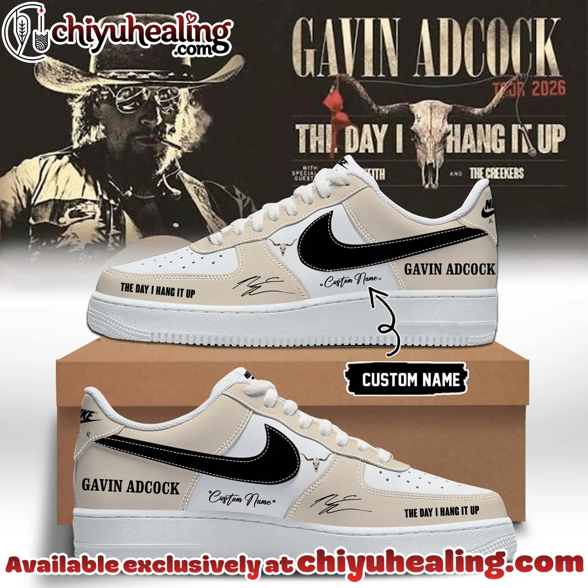 Gavin Adcock The Day I Hang It Up Tour Signature Custom Air Force 1 & Jordan 1 Shoes (Release 18)