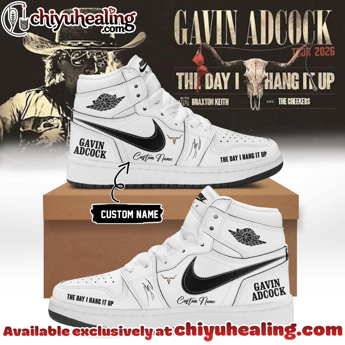 Gavin Adcock The Day I Hang It Up Tour Signature Custom Air Force 1 & Jordan 1 Shoes (Release 8)