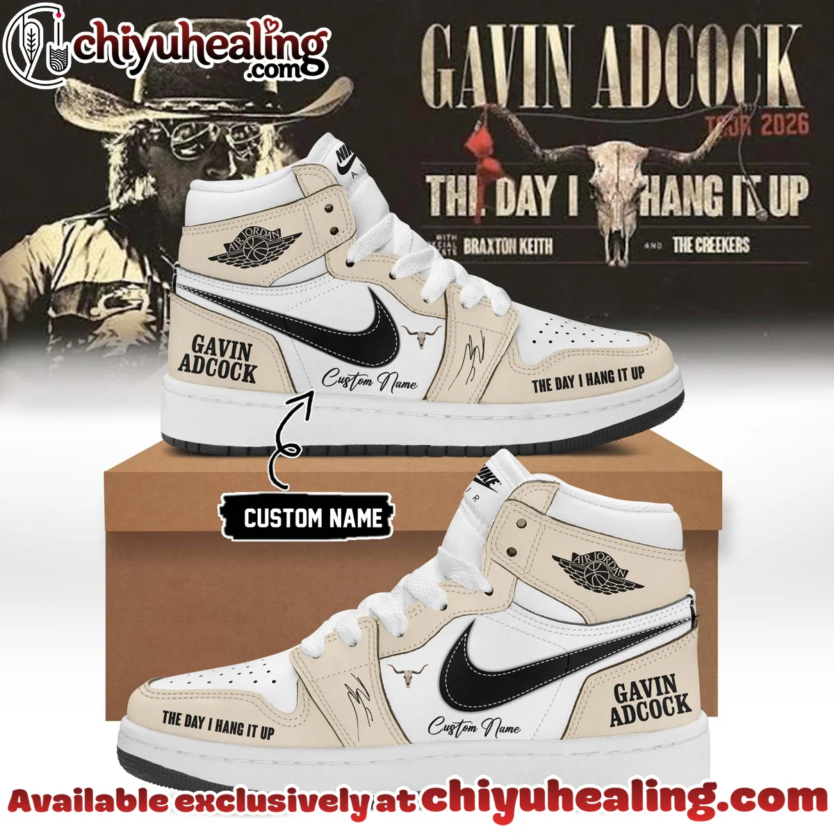 Gavin Adcock The Day I Hang It Up Tour Signature Custom Air Force 1 & Jordan 1 Shoes (Style 16)