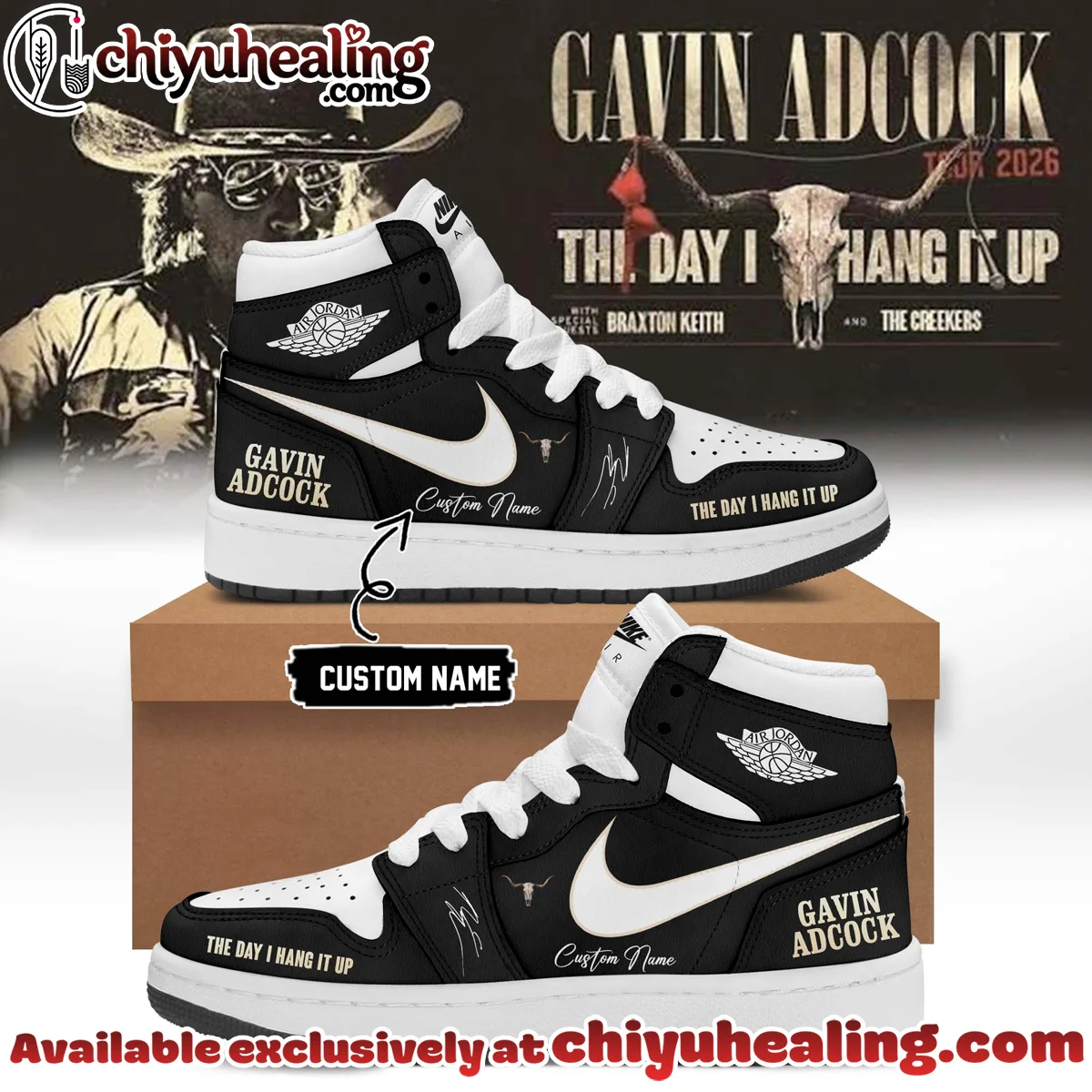 Gavin Adcock The Day I Hang It Up Tour Signature Custom Air Force 1 & Jordan 1 Shoes - Variant 17