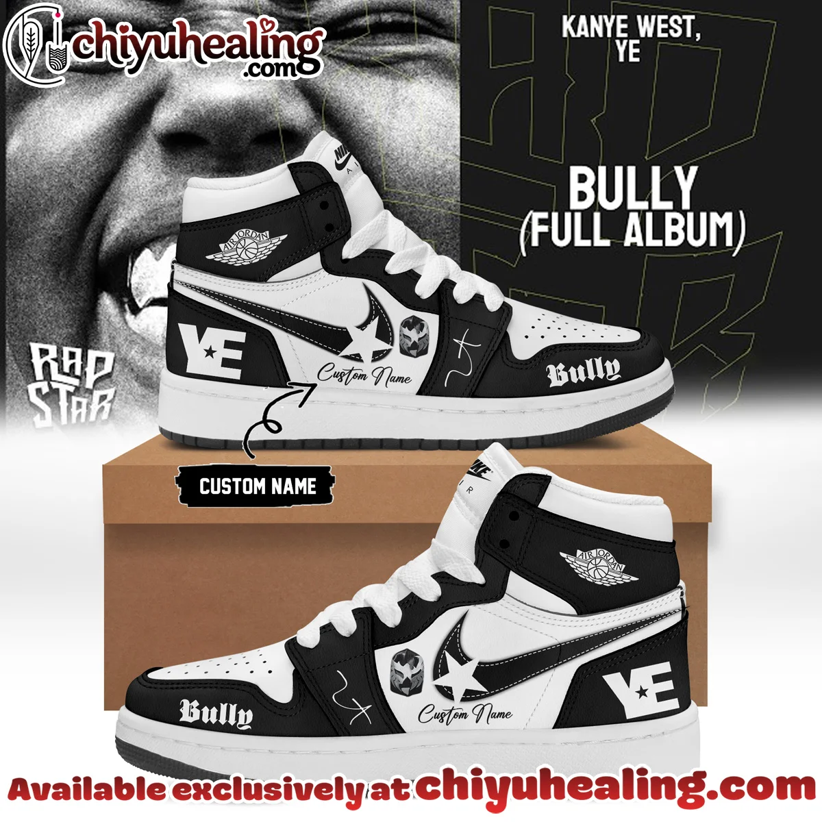 Kanye West Ye Live Concert Tour Custom Air Force 1 & Jordan 1 Shoes (Design 12)