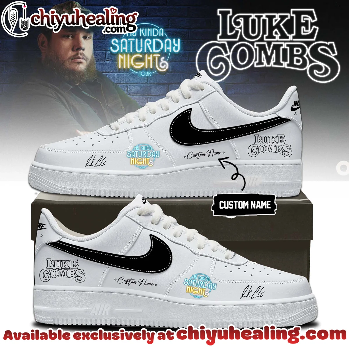 Luke Combs My Kinda Saturday Night Tour Custom Air Force 1 & Jordan 1 Shoes (Design 24)