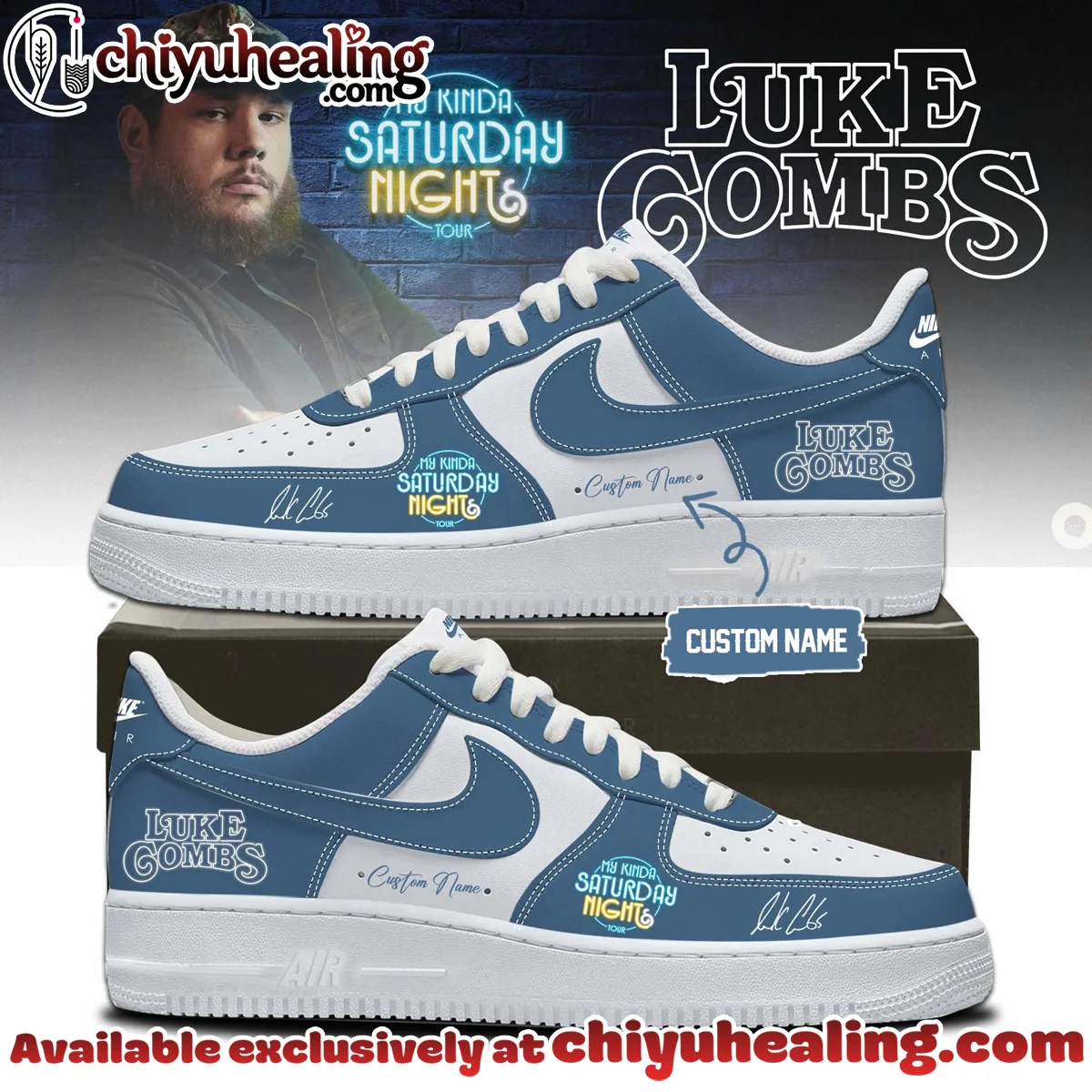 Luke Combs My Kinda Saturday Night Tour Custom Air Force 1 & Jordan 1 Shoes (Style 14)
