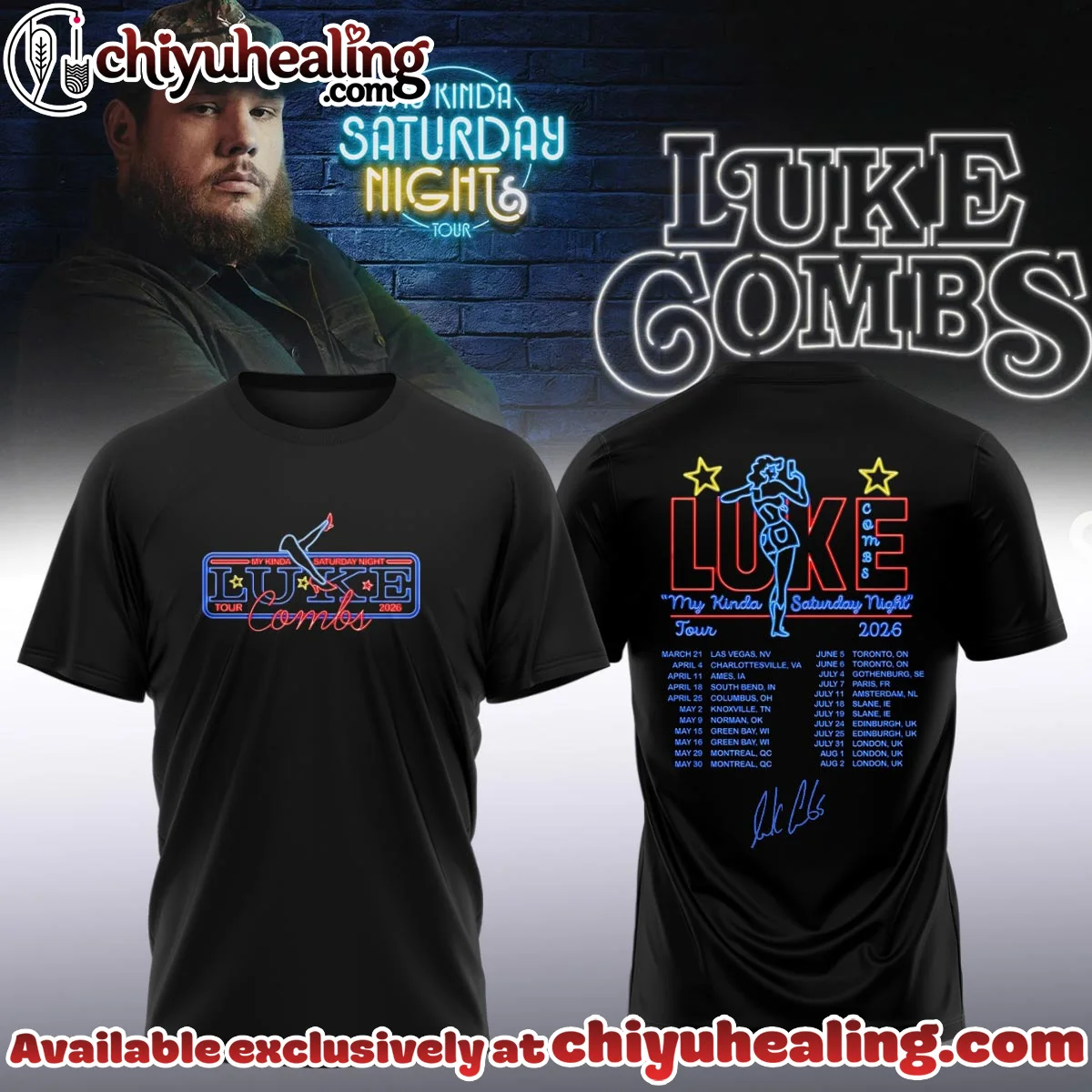 Luke Combs My Kinda Saturday Night Tour T-Shirt & Hoodie - Series 26