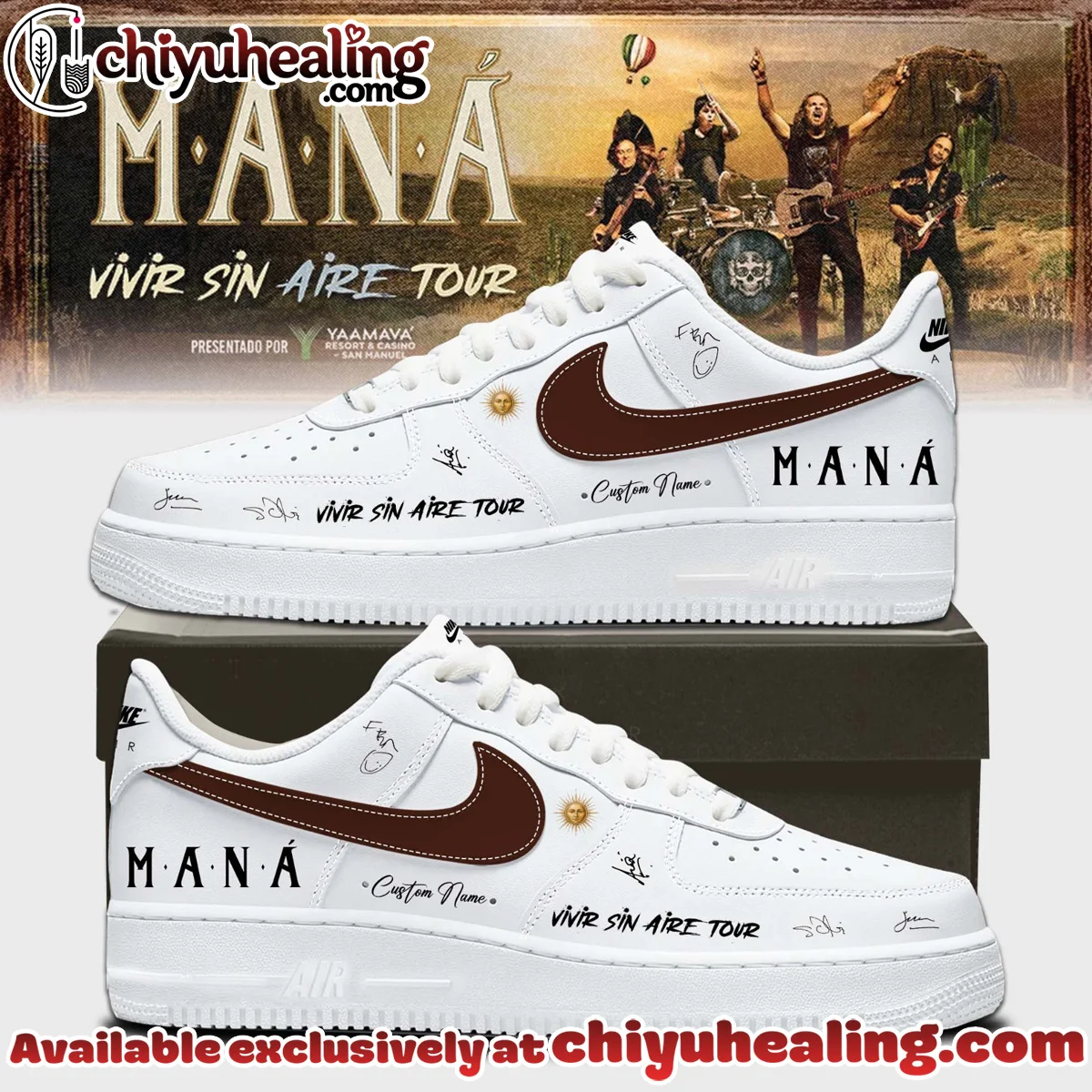 Maná Vivir Sin Aire Tour Custom Air Force 1 & Jordan 1 Shoes - Part 12