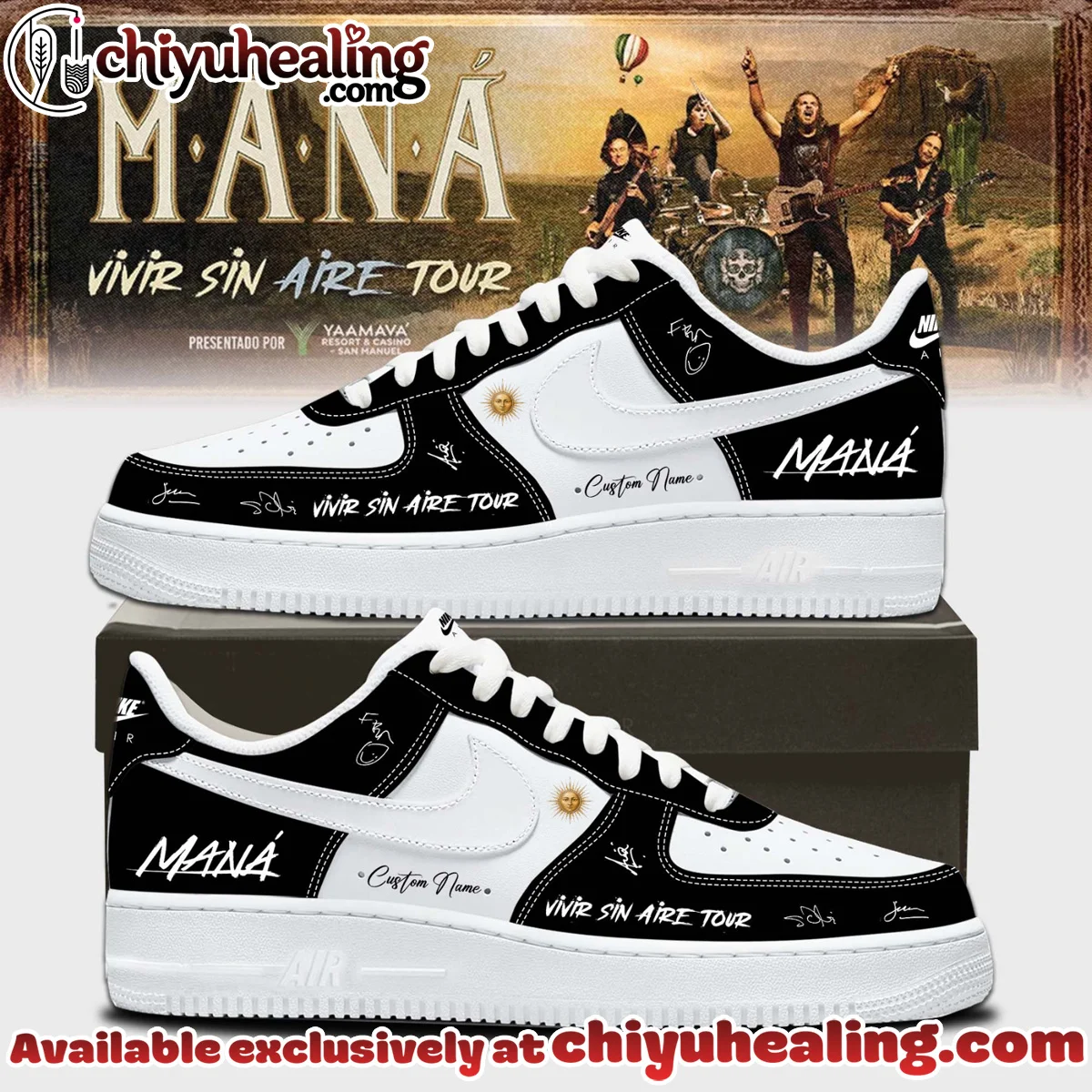Maná Vivir Sin Aire Tour Custom Air Force 1 & Jordan 1 Shoes - Part 16