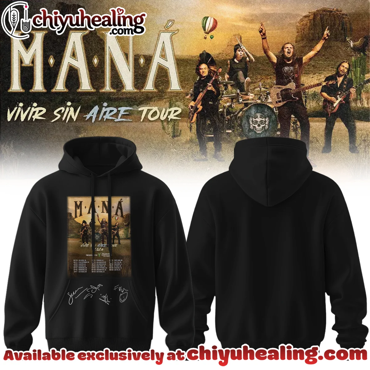 Maná Vivir Sin Aire Tour Shirt & Hoodie - Part 3