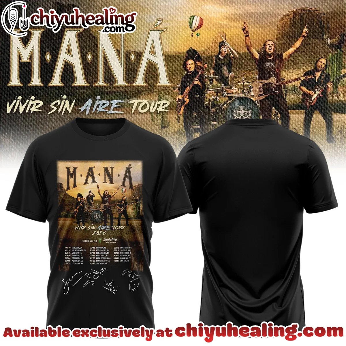 Maná Vivir Sin Aire Tour T-Shirt & Hoodie - Part 25