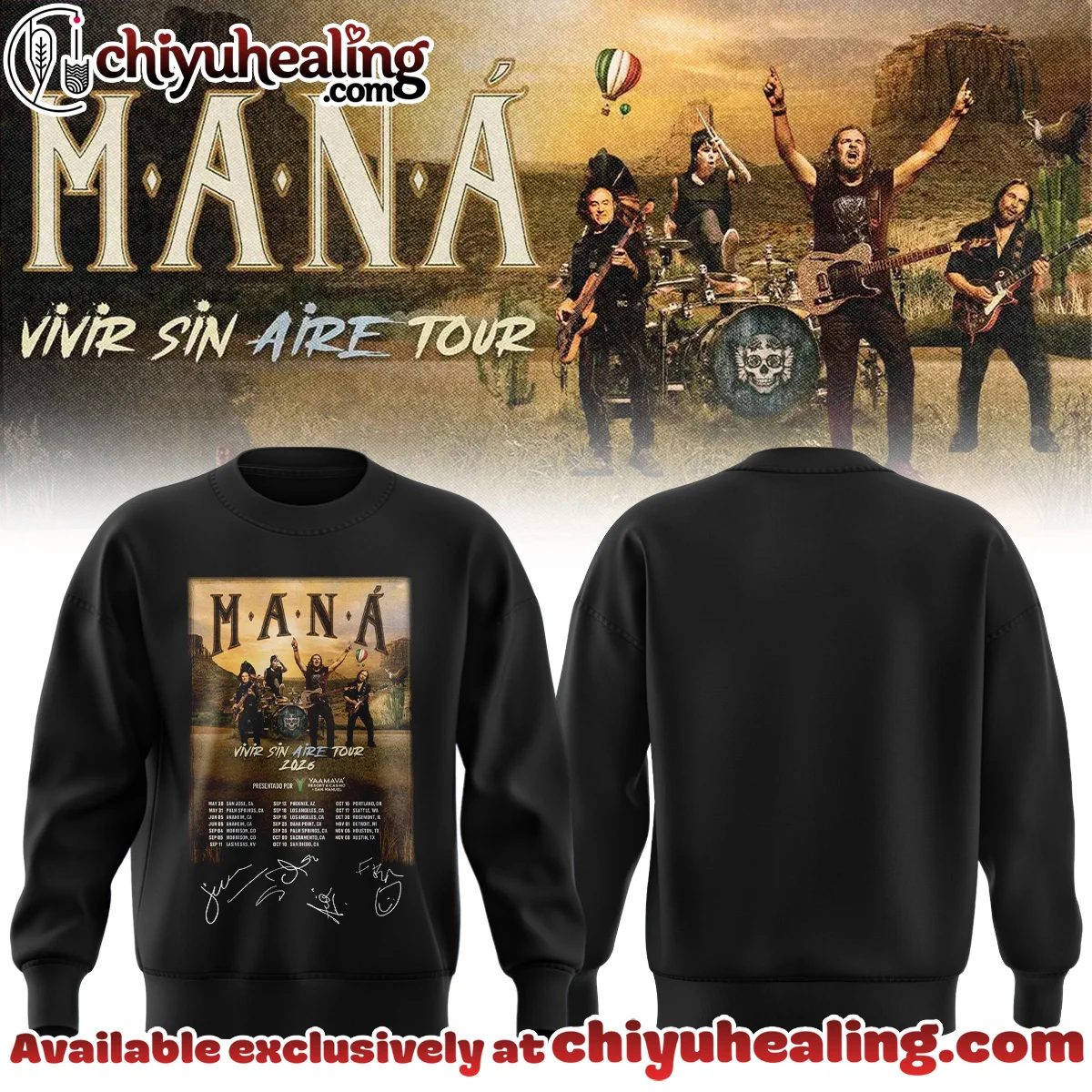 Maná Vivir Sin Aire Tour T-Shirt & Hoodie (Release 21)