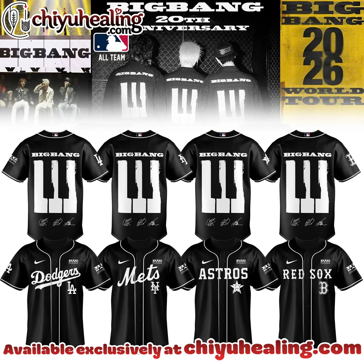 MLB All Team x BIGBANG WORLD TOUR Signature Baseball Jersey (Design 6)