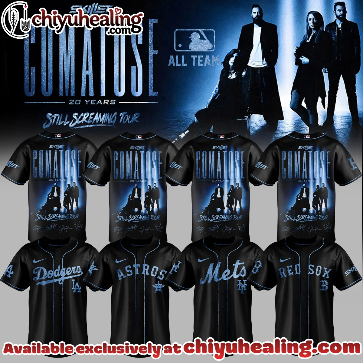 MLB x Skillet Comatose Still Screaming Tour Signature Baseball Jersey - Part 1