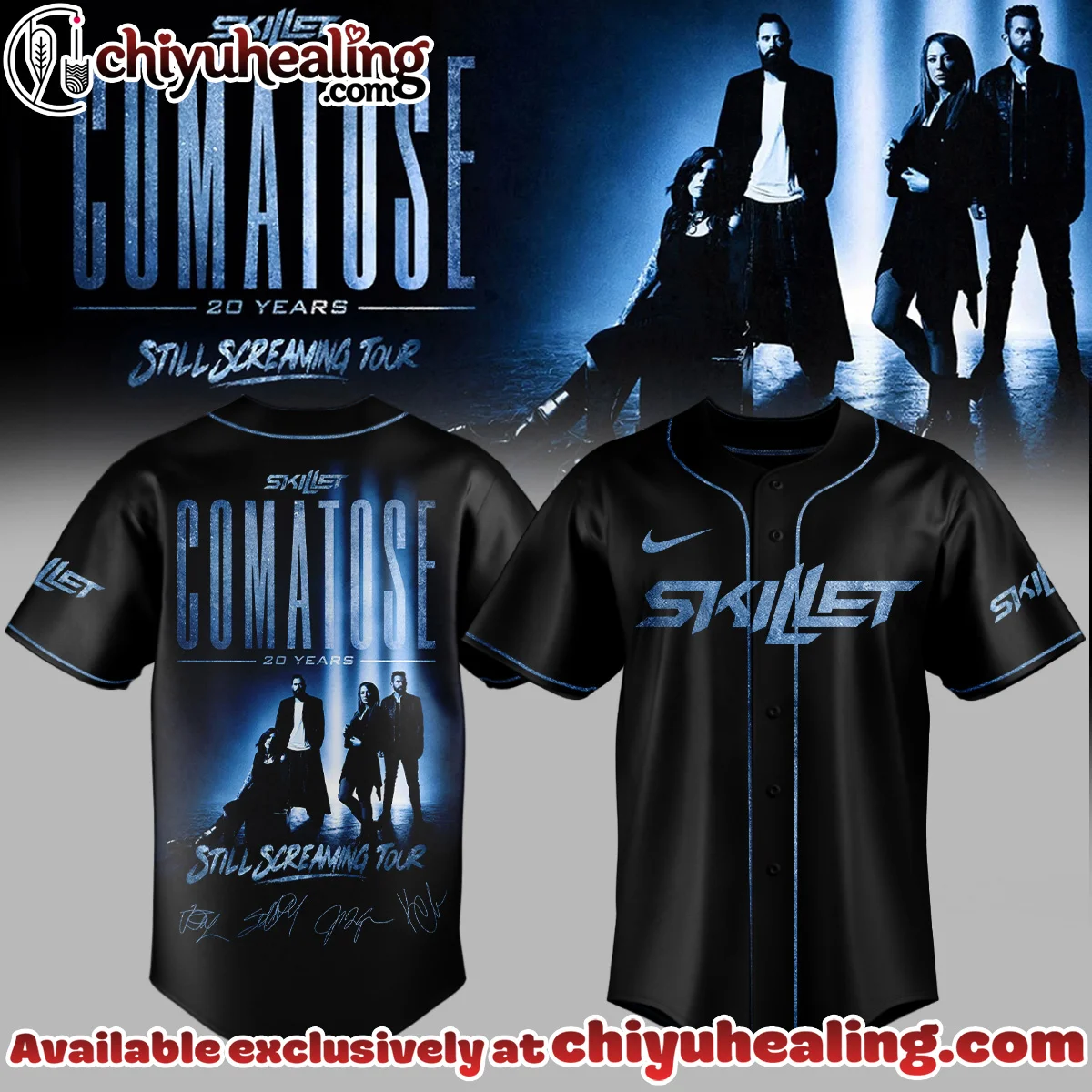 Skillet Comatose Still Screaming Tour Signature Baseball Jersey - Variant 4
