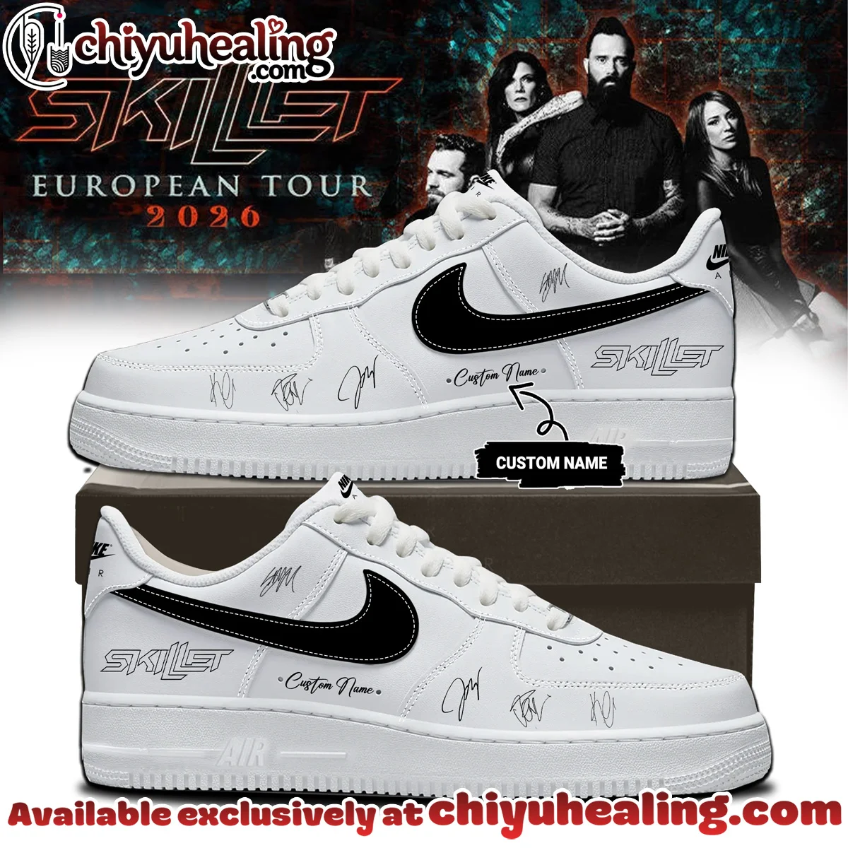 SKILLET EUROPEAN TOUR Signature Custom Air Force 1 & Jordan 1 Shoes (Design 1)
