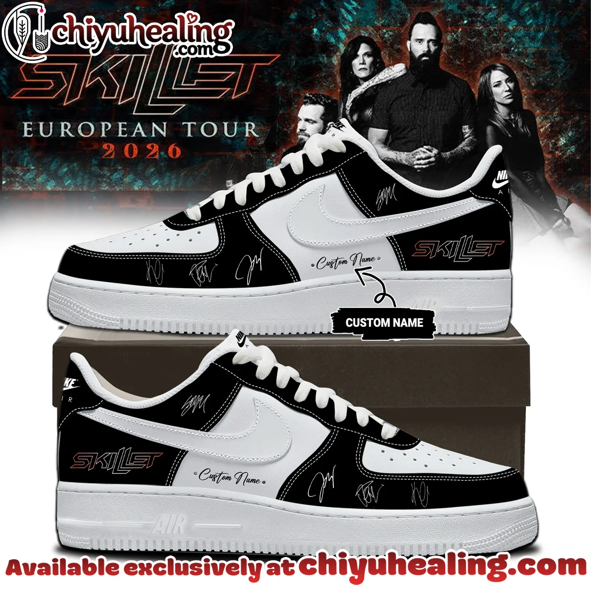 Skillet European Tour Signature Custom Air Force 1 & Jordan 1 Shoes (Design 8)