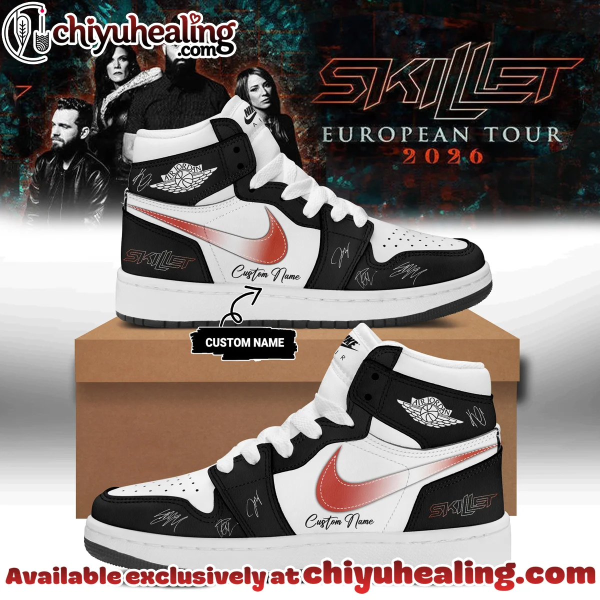 Skillet European Tour Signature Custom Air Force 1 & Jordan 1 Shoes - Part 6