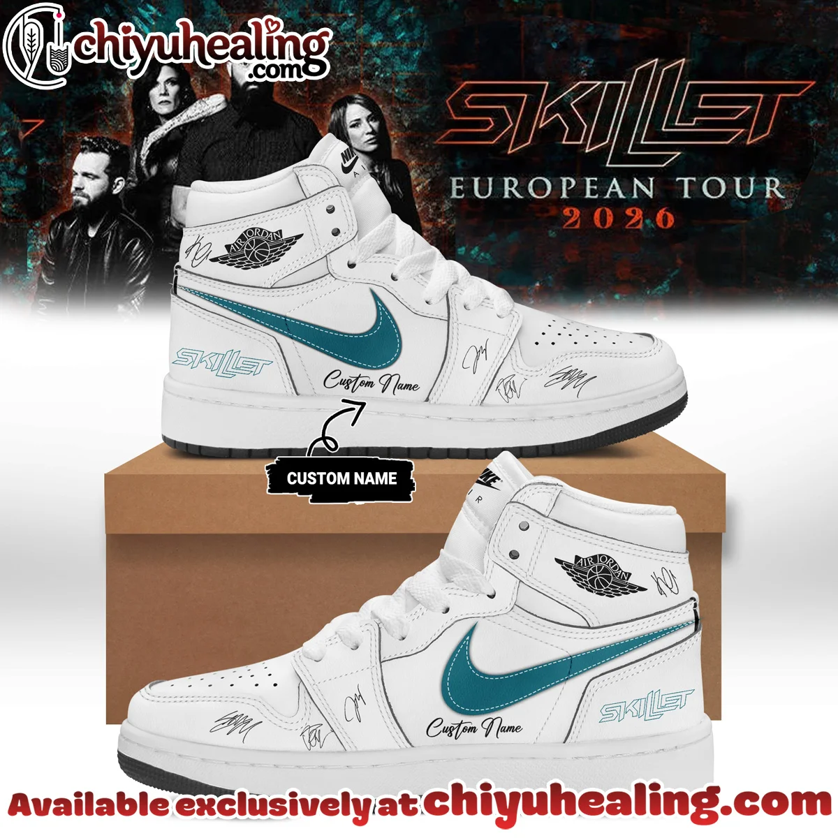 SKILLET EUROPEAN TOUR Signature Custom Air Force 1 & Jordan 1 Shoes - Variant 2