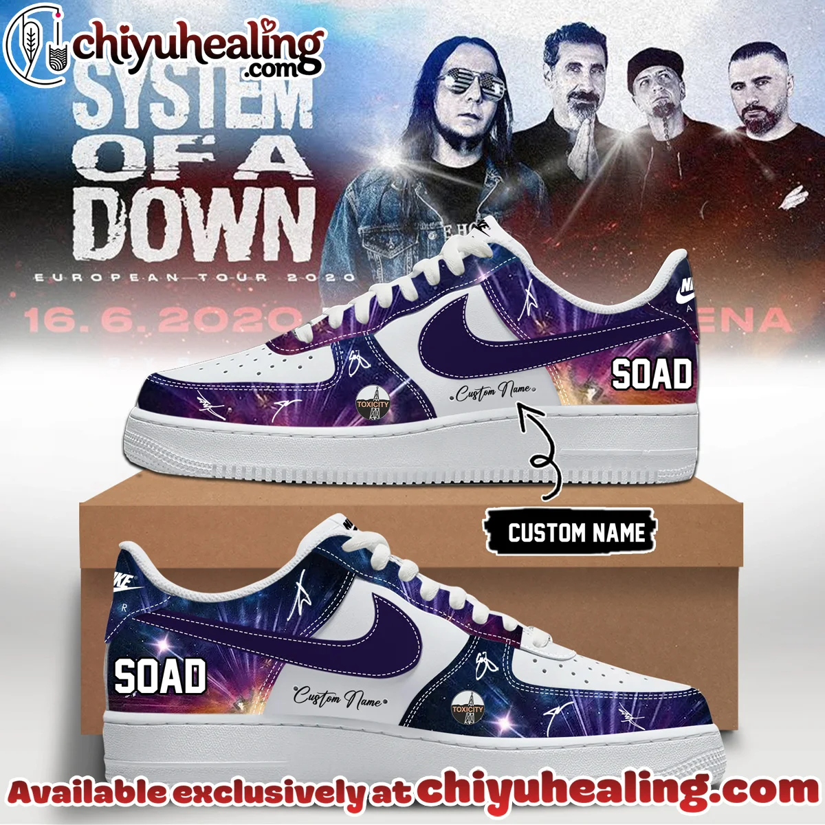System of a Down Europe UK Stadium Tour Signed Custom Air Force 1 & Jordan 1 Shoes [Batch 27]