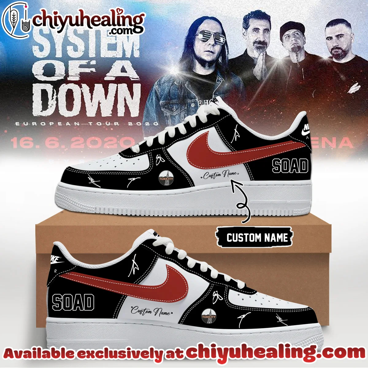 System of a Down Europe UK Stadium Tour Signed Custom Air Force 1 & Jordan 1 Shoes - Part 22