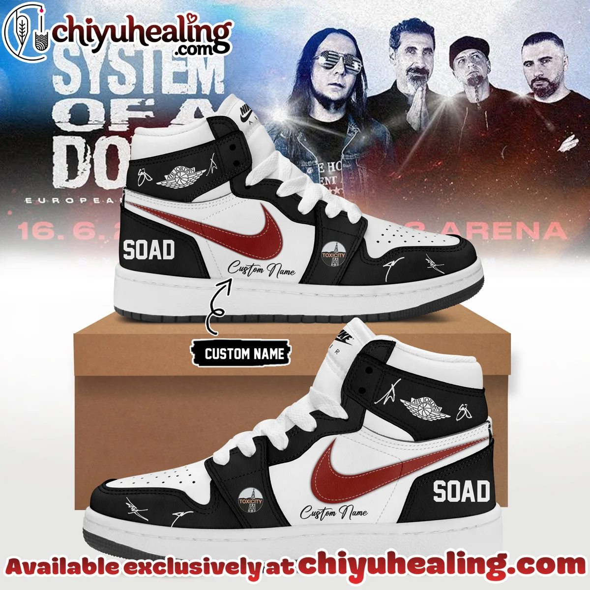 System of a Down Europe UK Stadium Tour Signed Custom Air Force 1 & Jordan 1 Shoes (Release 19)