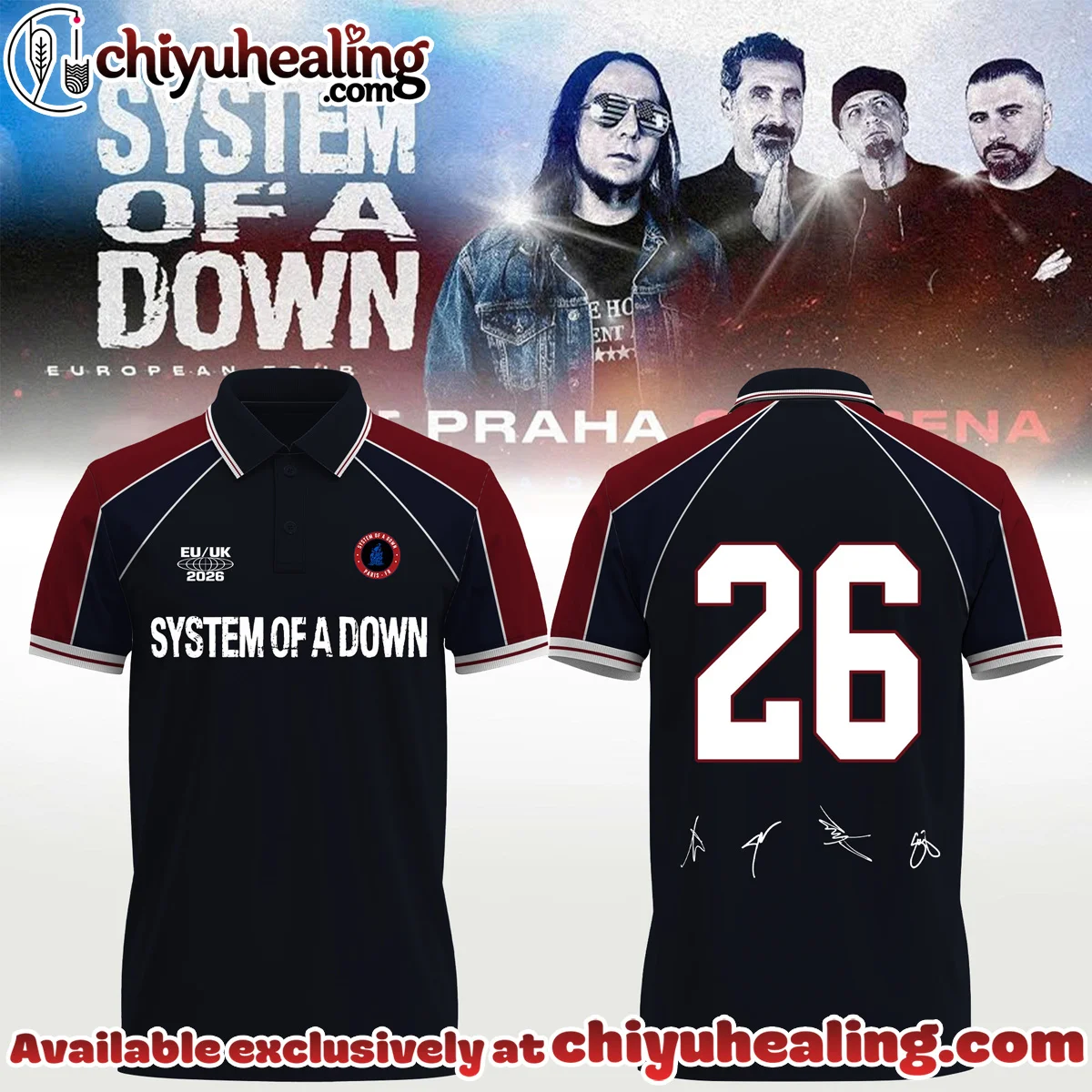 System of a Down Europe UK Stadium Tour Signed Polo - Variant 23