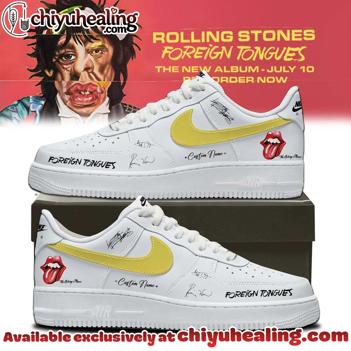 The Rolling Stones Foreign Tongues Album Custom Air Force 1 & Jordan 1 Shoes (Design 3)
