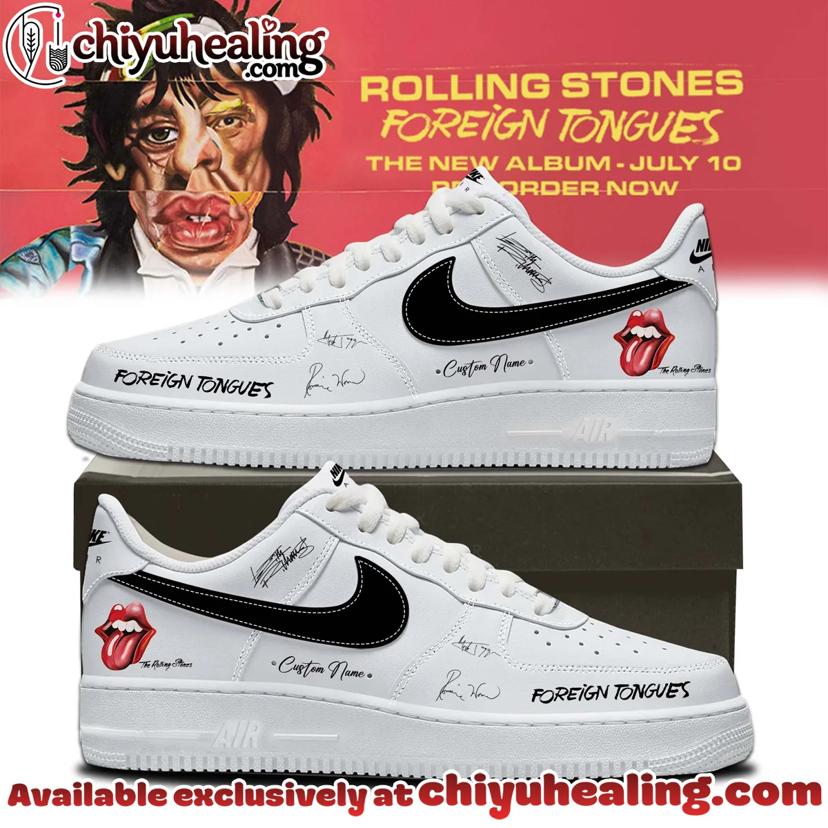 The Rolling Stones Foreign Tongues Album Custom Air Force 1 & Jordan 1 Shoes (Release 6)