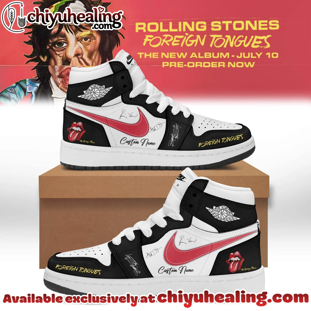 The Rolling Stones Foreign Tongues Custom Air Force 1 & Jordan 1 Shoes (Release 14)